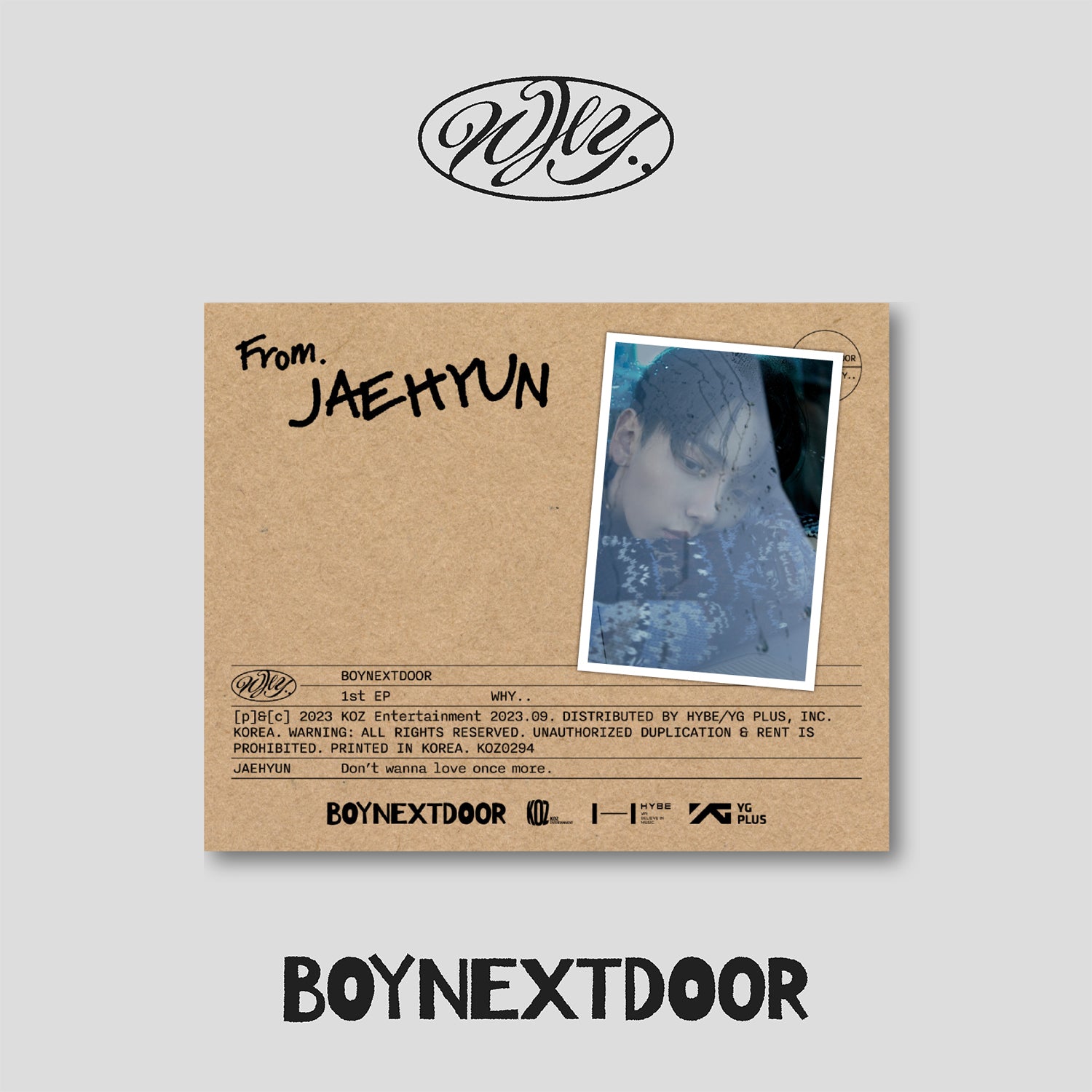 BOYNEXTDOOR 1ST EP ALBUM 'WHY..' (LETTER) JAEHYUN VERSION COVER