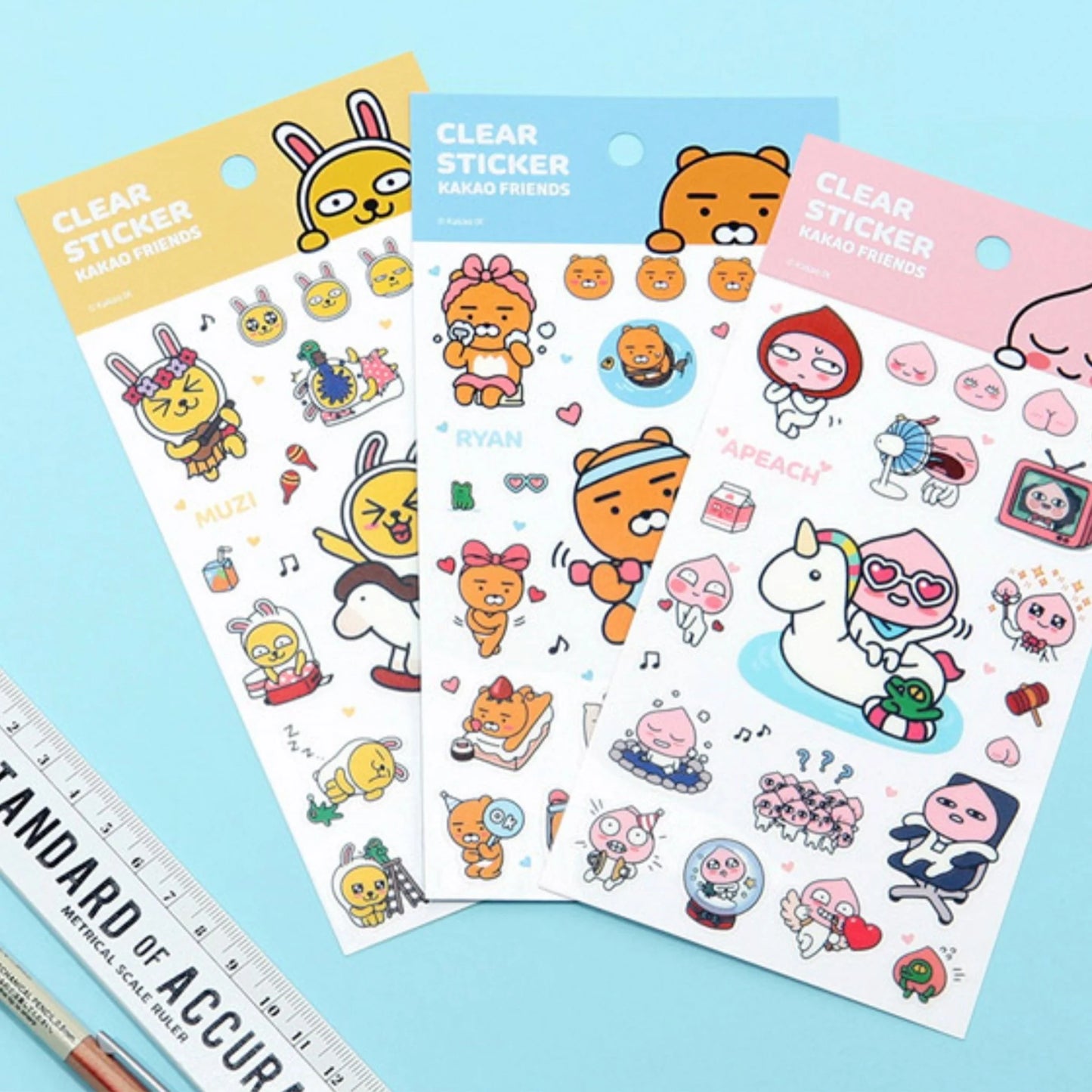 KAKAO FRIENDS CLEAR STICKERS (PACK OF 4) DETAIL 01