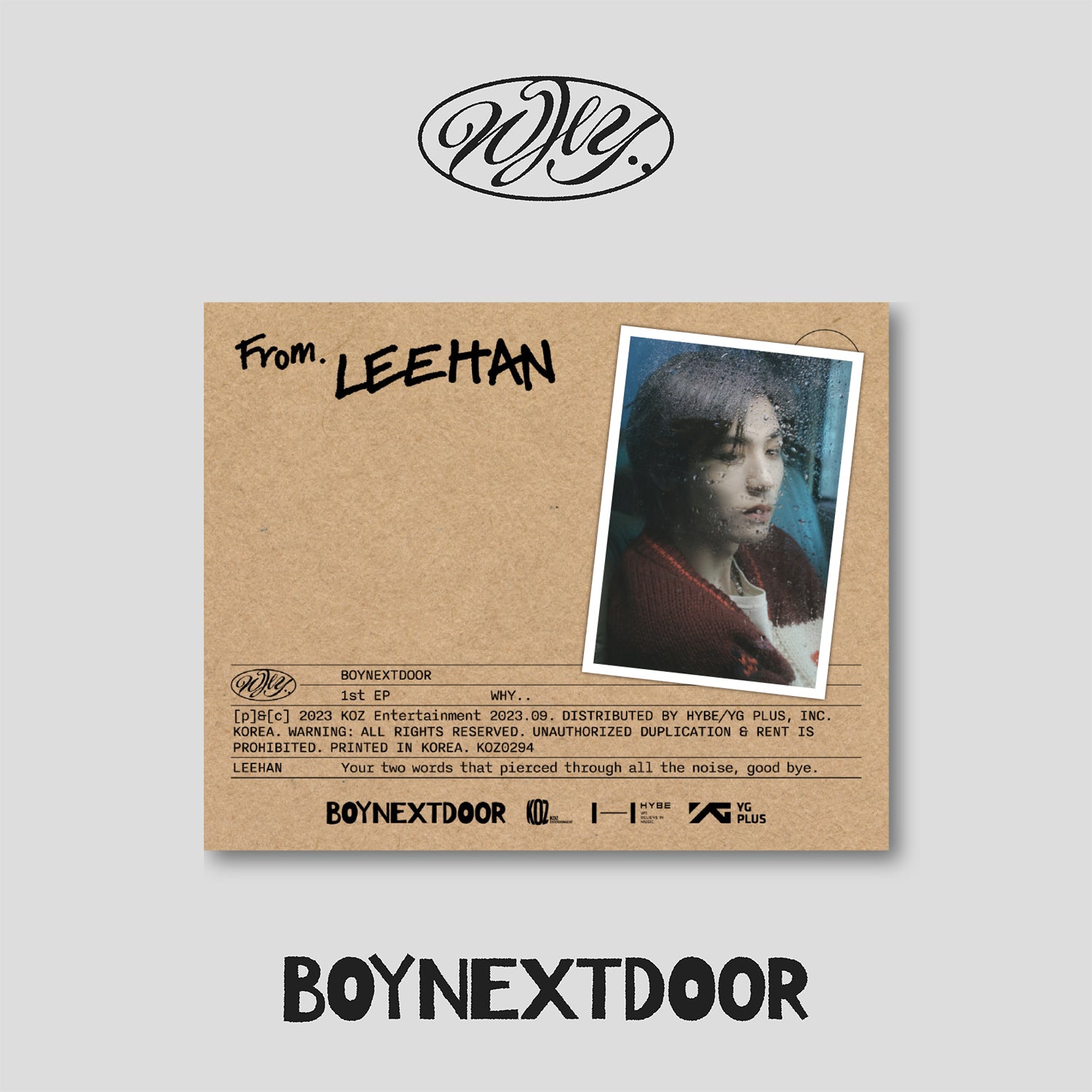 BOYNEXTDOOR 1ST EP ALBUM 'WHY..' (LETTER) LEEHAN VERSION COVER