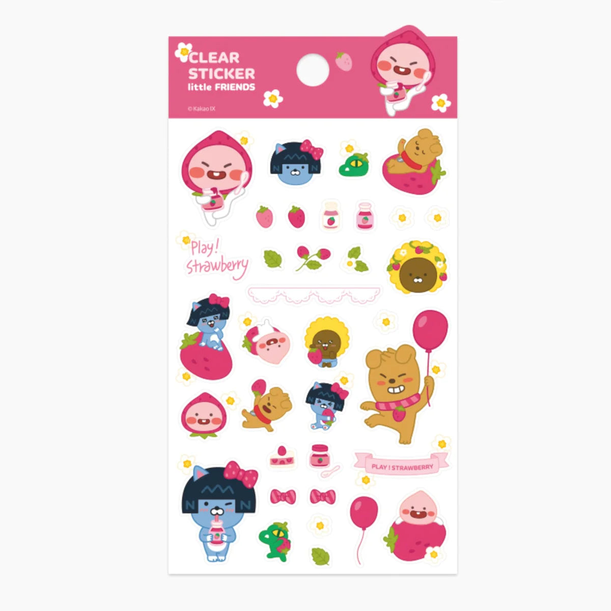 LITTLE FRIENDS STRAWBERRY CLEAR STICKER PACK APEACH